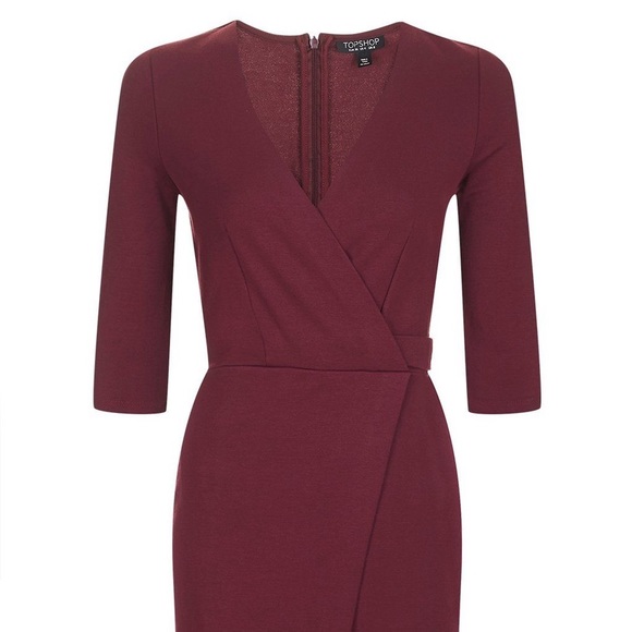Topshop Ponte Wrap Dress Maroon US 4 - Picture 4 of 4